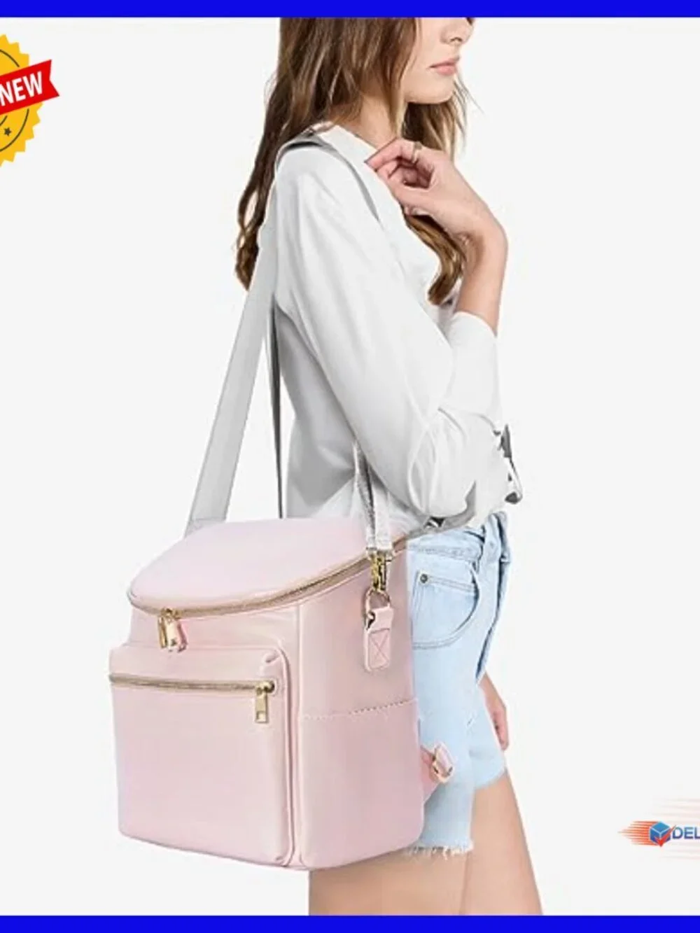 Leather Diaper Backpack with Changing Pad, 11 Pockets, Travel Bag